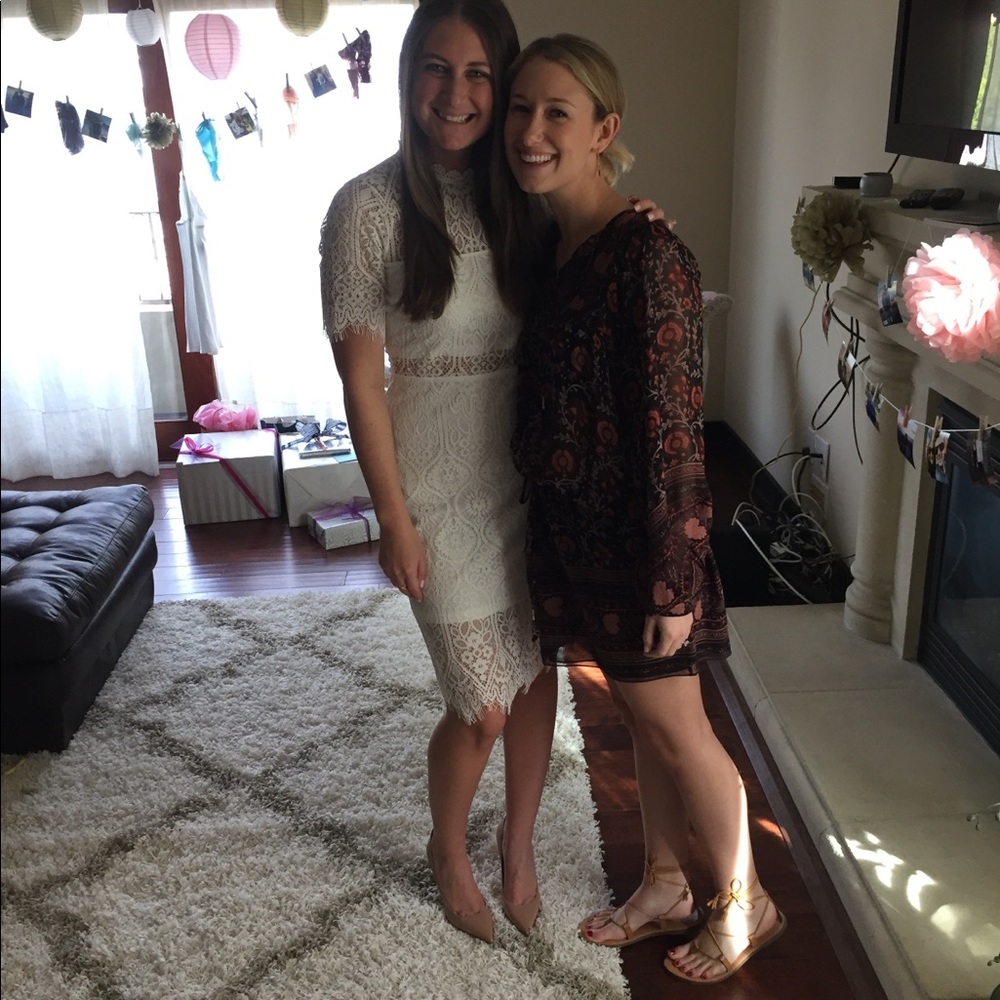 White lace midi dress